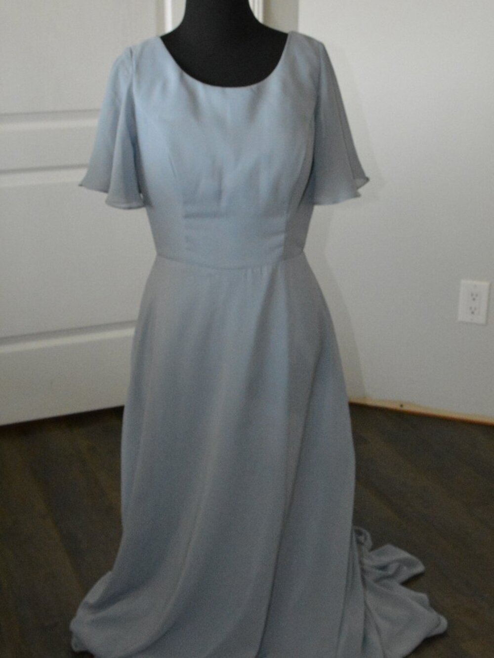 HY Dusty Blue A-Line Chiffon Bridesmaid Dress size 6